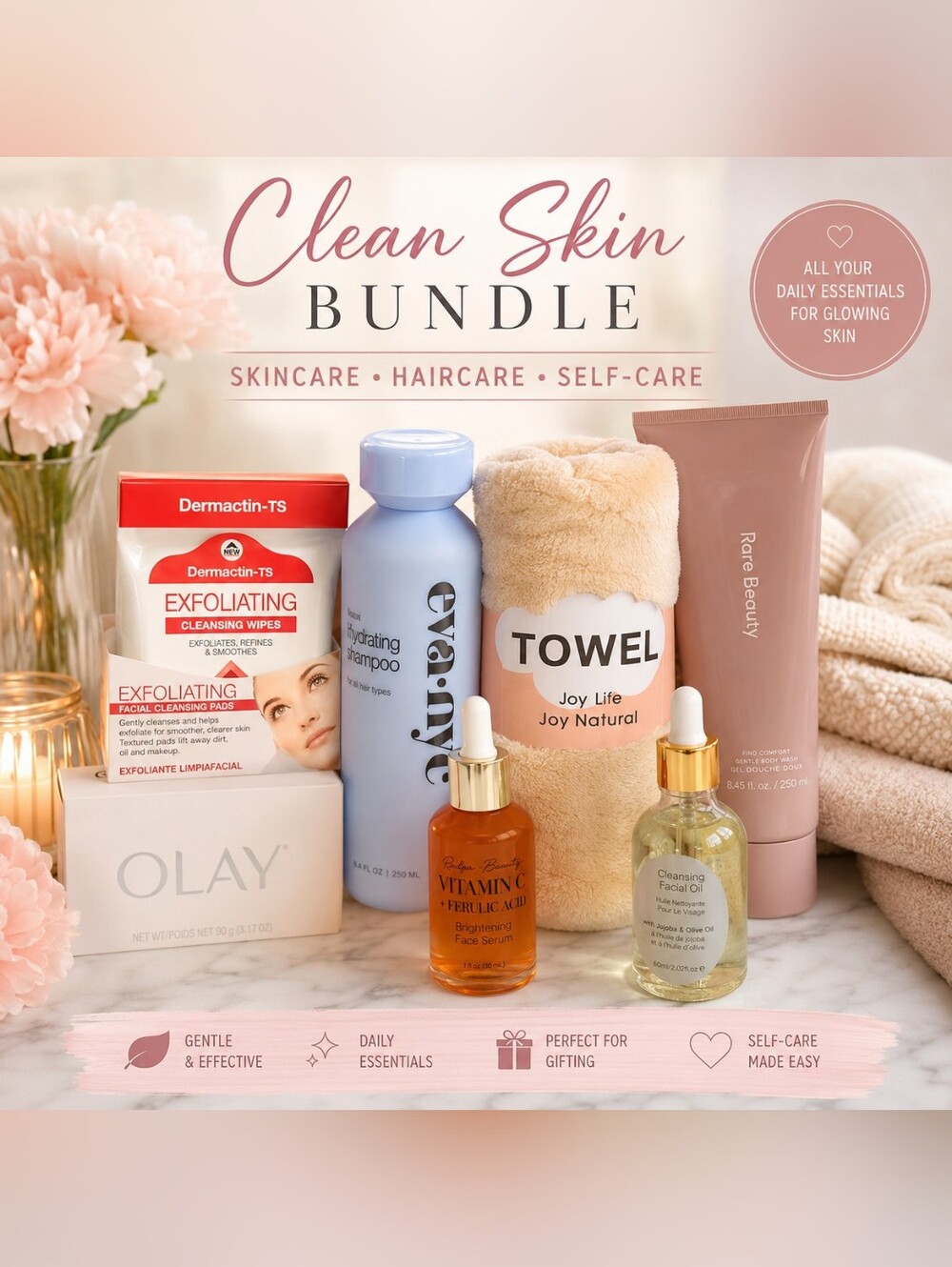 🧼Clean Skin & Self-Care Beauty Bundle | Rare Beauty, Olay, Eva NYC + More - Picture 1 of 2